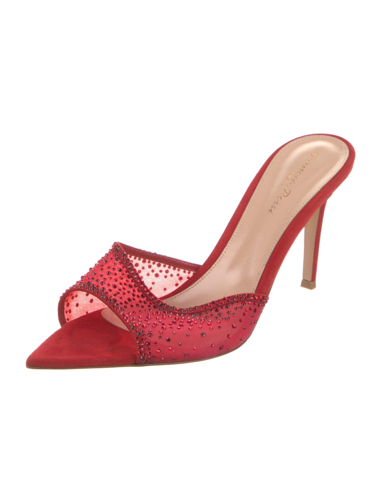 Gianvito Rossi Mesh Crystal Embellishments Slides