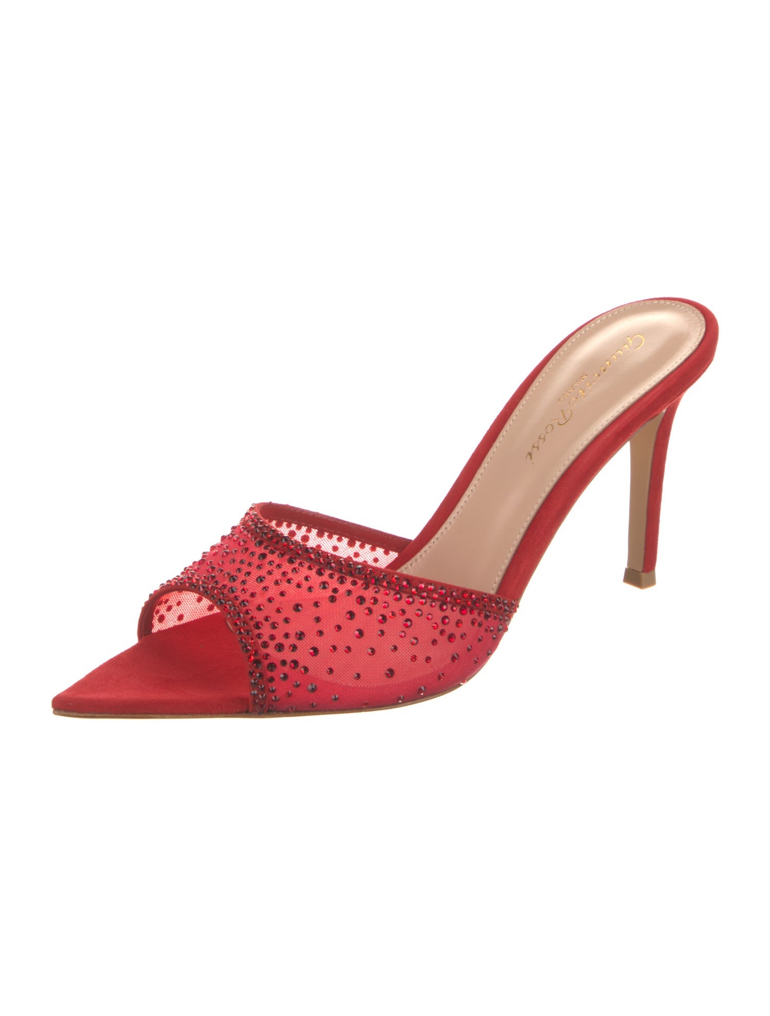 Gianvito Rossi Mesh Crystal Embellishments Slides