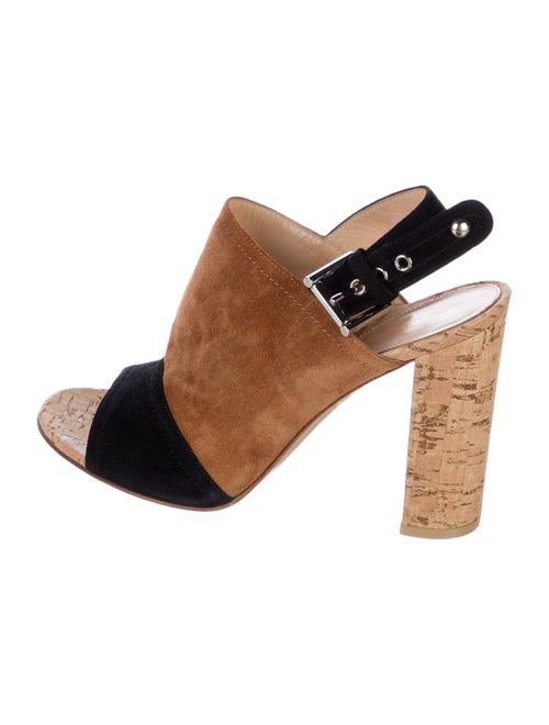 Gianvito Rossi Suede Colorblock Pattern Slingback Sandals