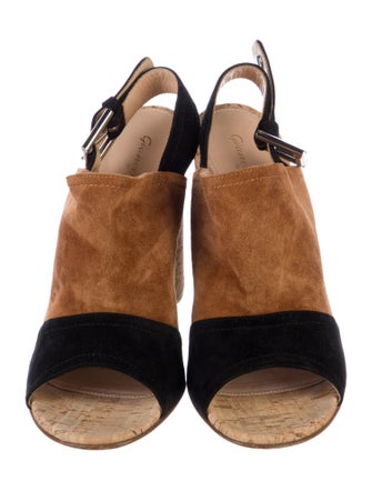Gianvito Rossi Suede Colorblock Pattern Slingback Sandals