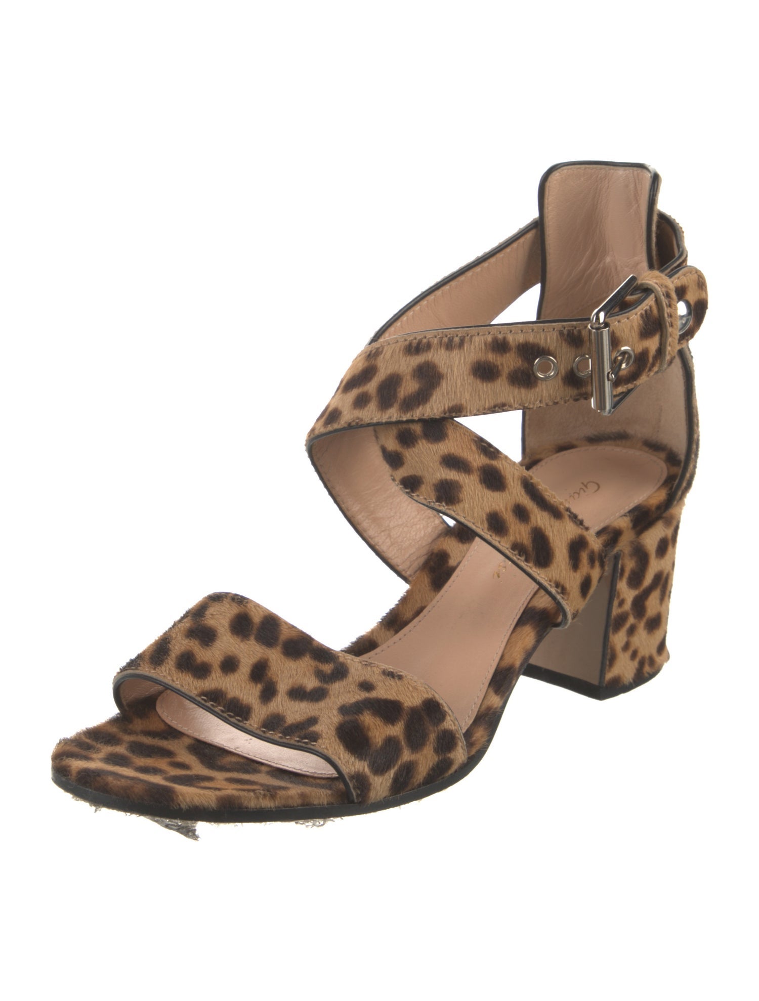 Gianvito Rossi Ponyhair Animal Print Slingback Sandals