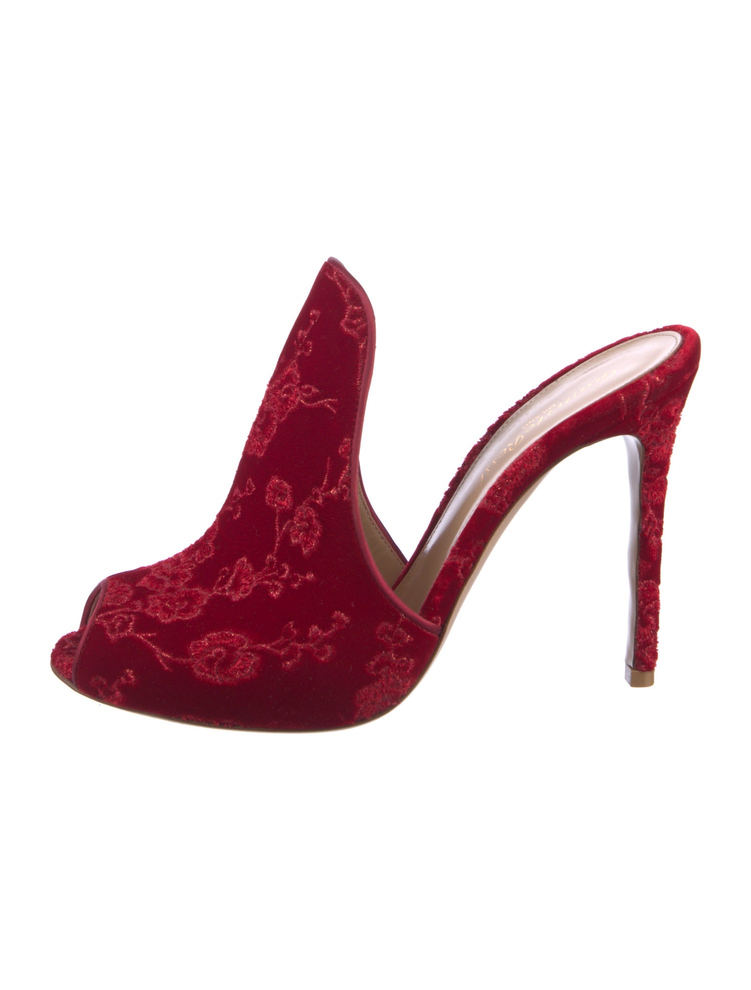 Gianvito Rossi Velvet Embroidered Accent Mules
