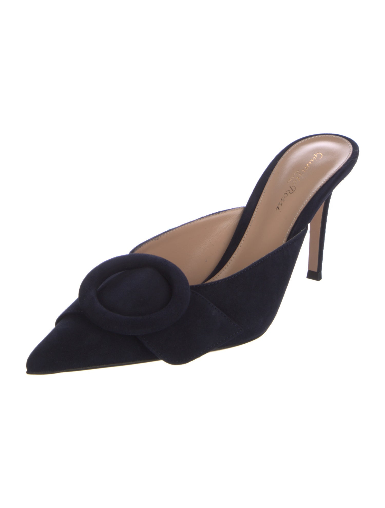 Gianvito Rossi Suede Bow Accents Mules