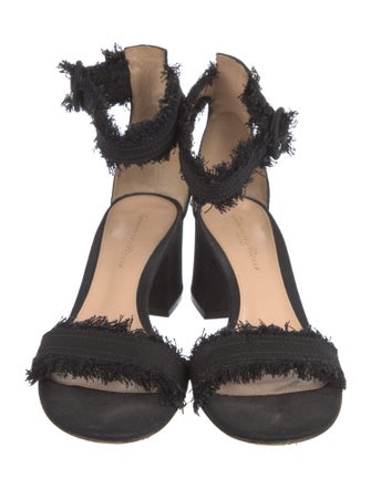 Gianvito Rossi Canvas Raw-Edge Trim Sandals