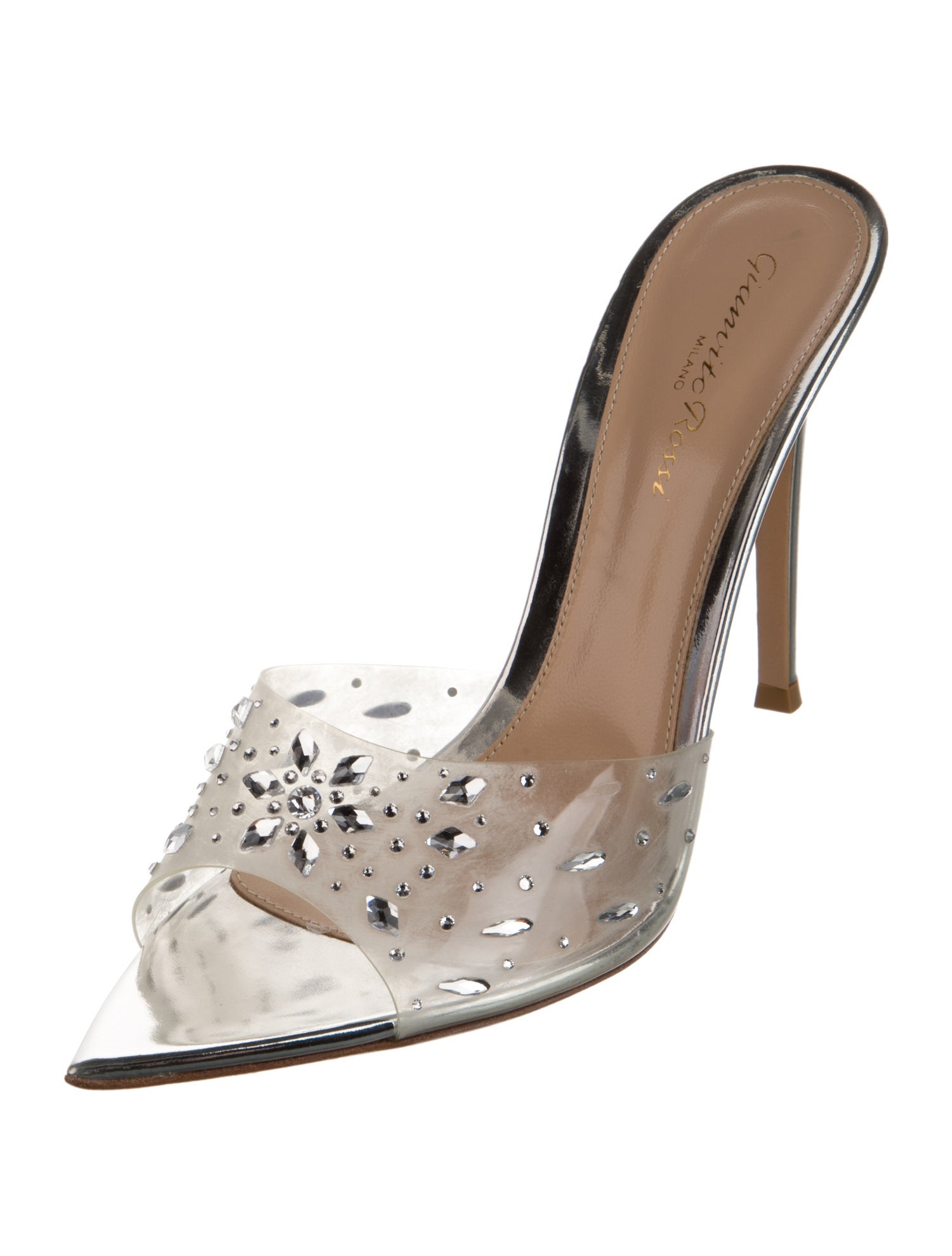 Gianvito Rossi PVC Crystal Embellishments Mules