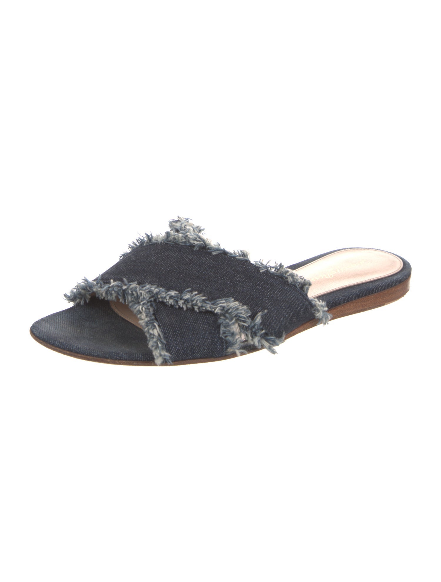 Gianvito Rossi Denim Raw-Edge Trim Slides