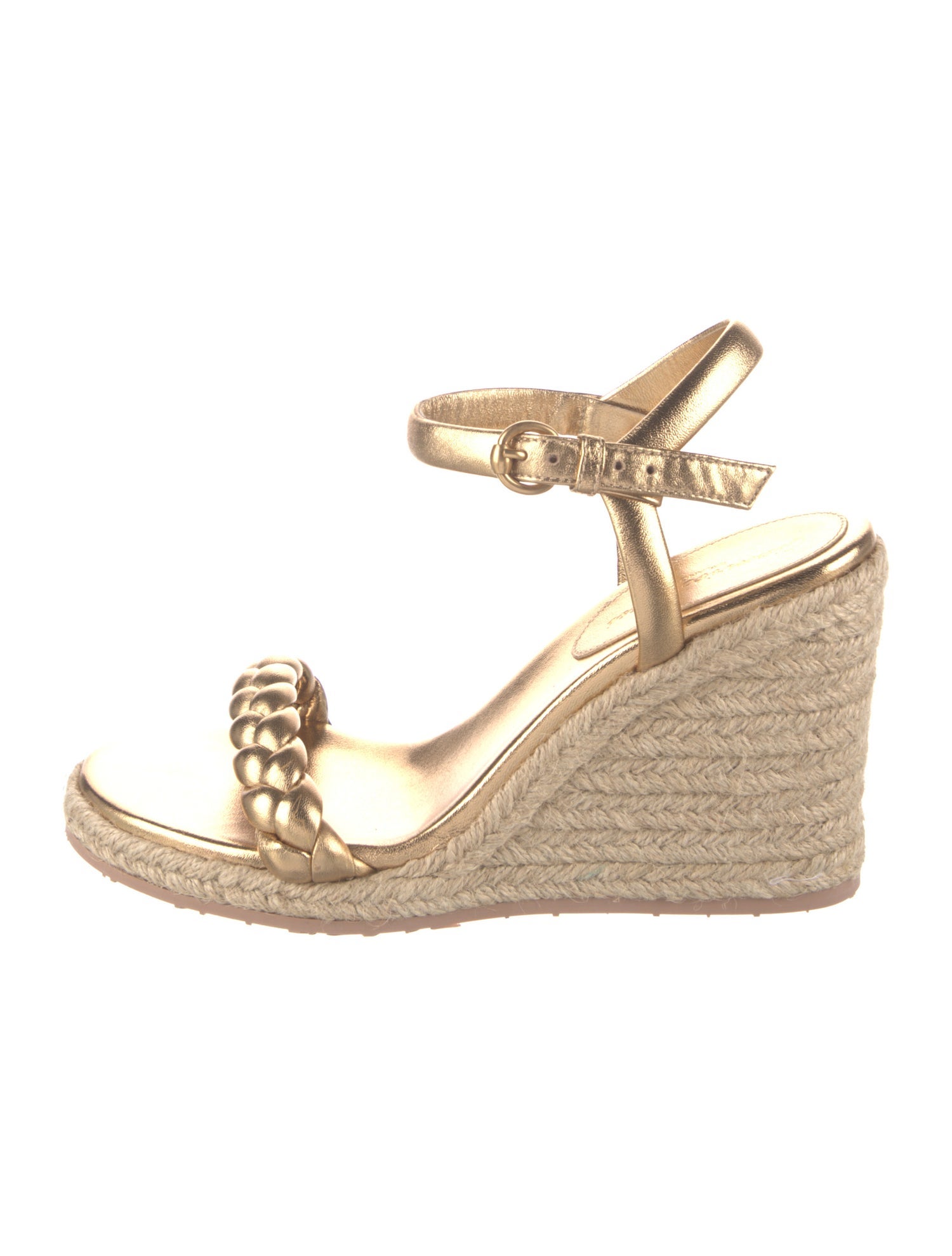 Gianvito Rossi Leather Braided Accents Espadrilles