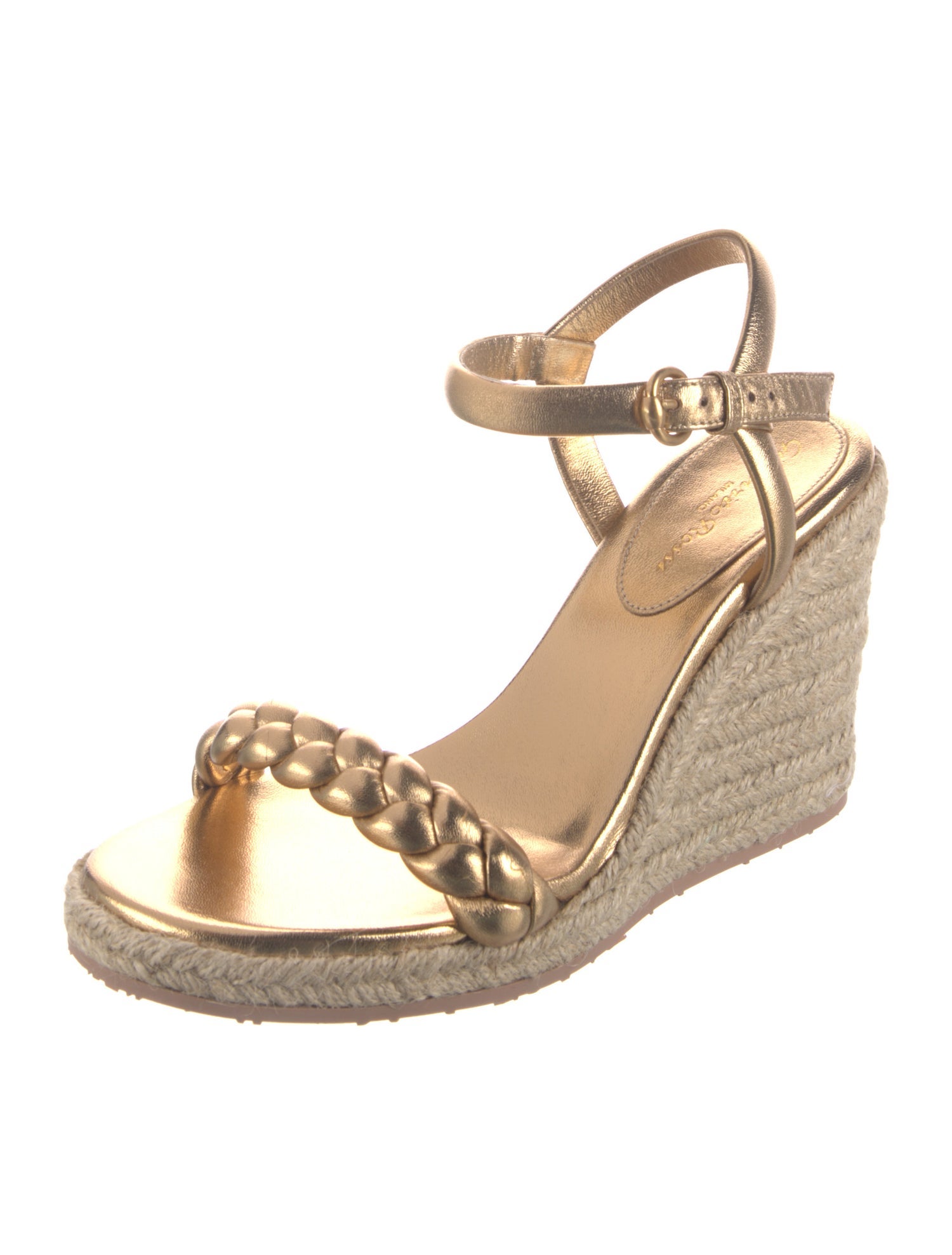 Gianvito Rossi Leather Braided Accents Espadrilles