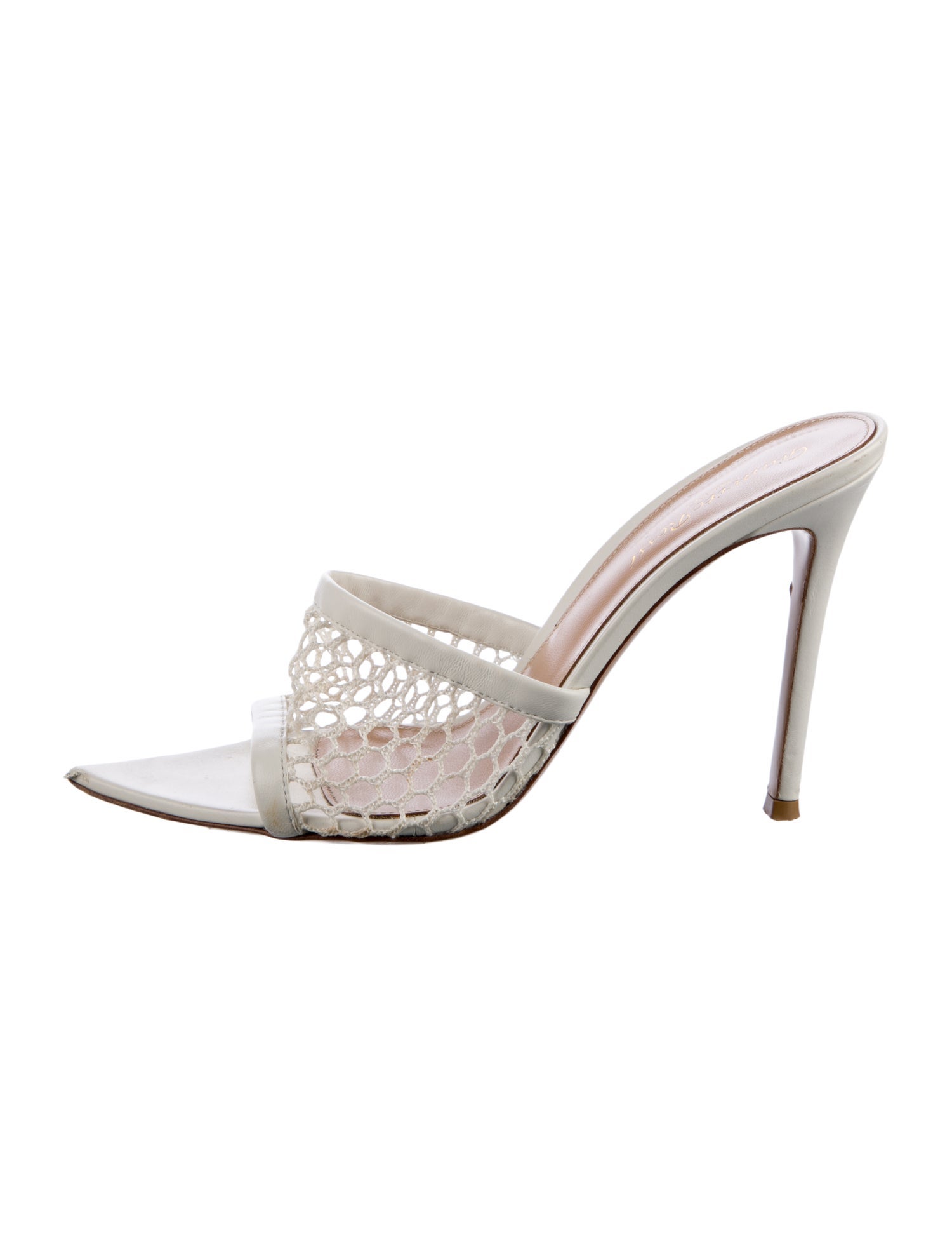 Gianvito Rossi Leather Mesh Accents Slides