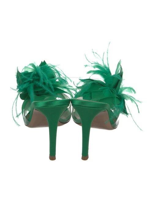 Gianvito Rossi Satin Feather Trim Slides w/ Tags