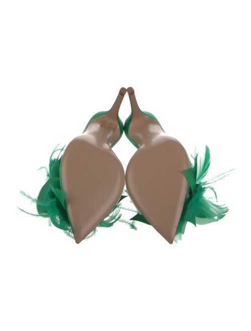 Gianvito Rossi Satin Feather Trim Slides w/ Tags