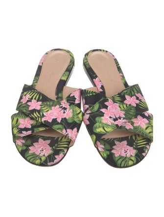 Gianvito Rossi Floral Print Cutout Accent Slides