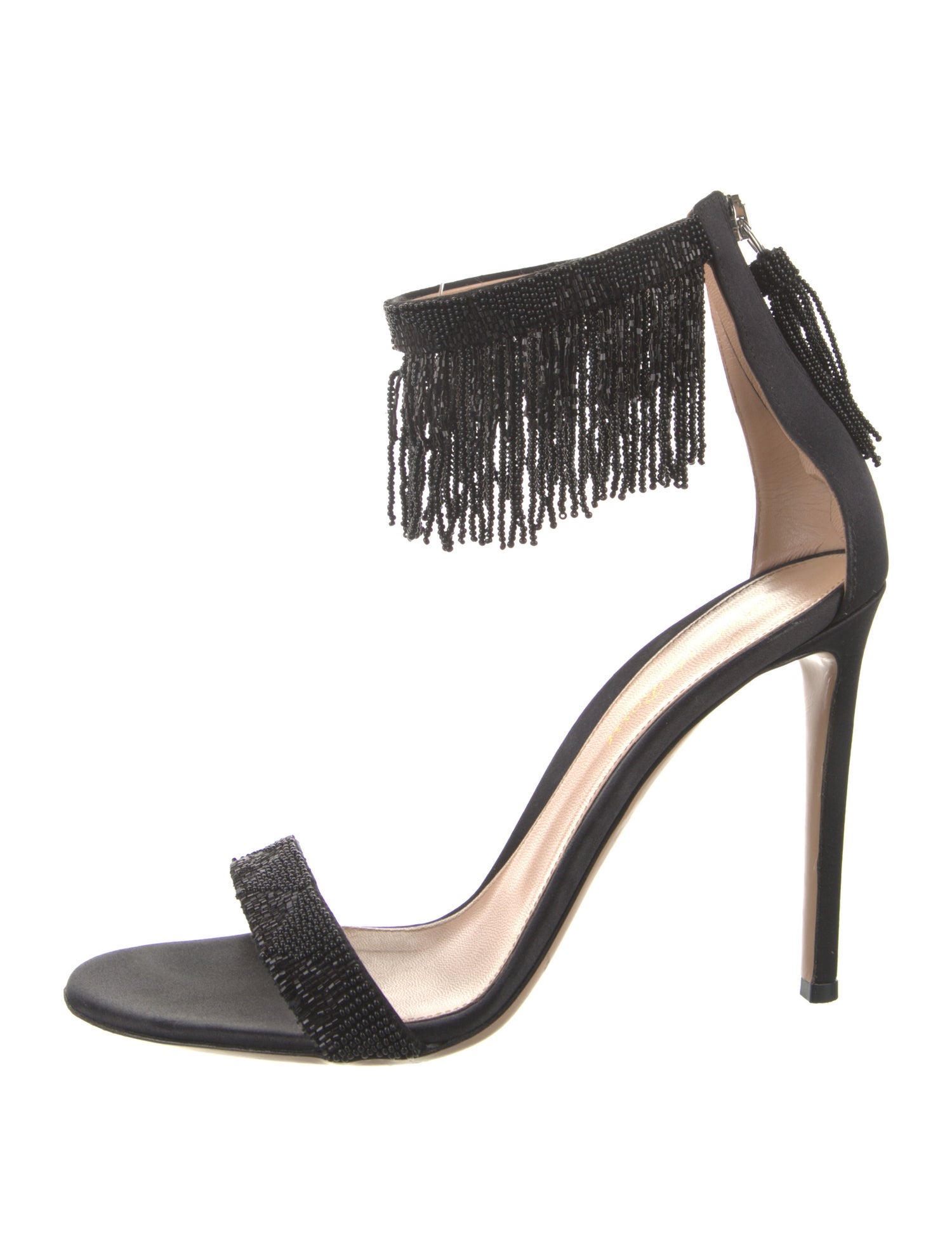 Gianvito Rossi Satin Beaded Accents Sandals