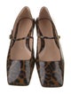 Gianvito Rossi Patent Leather Animal Print Mary Jane Flats