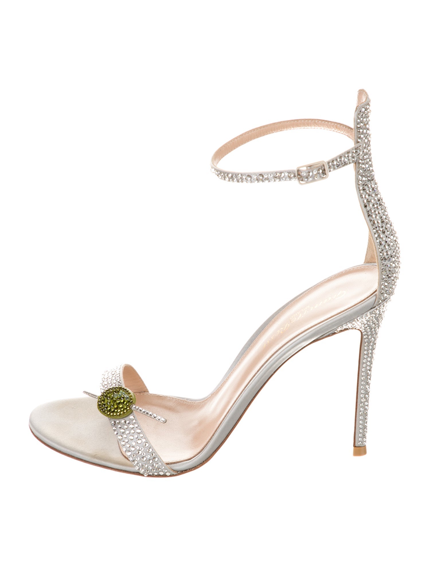Gianvito Rossi Satin Crystal Embellishments Sandals
