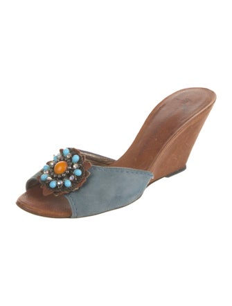 Giuseppe Zanotti Suede Crystal Embellishments Slides