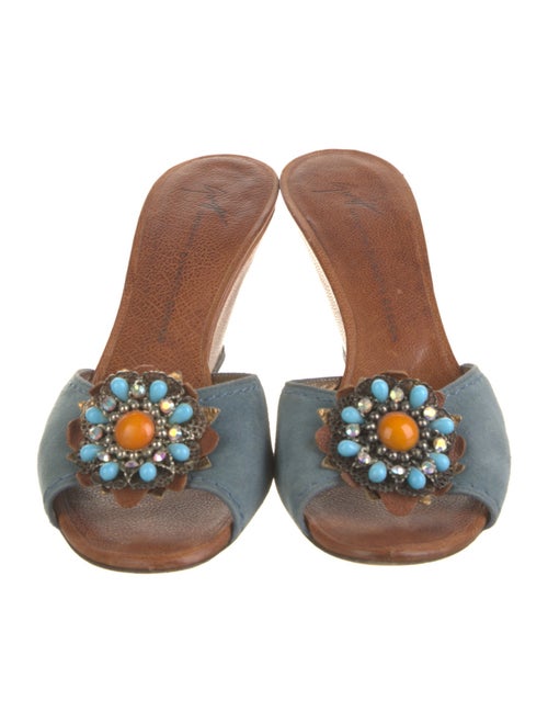 Giuseppe Zanotti Suede Crystal Embellishments Slides