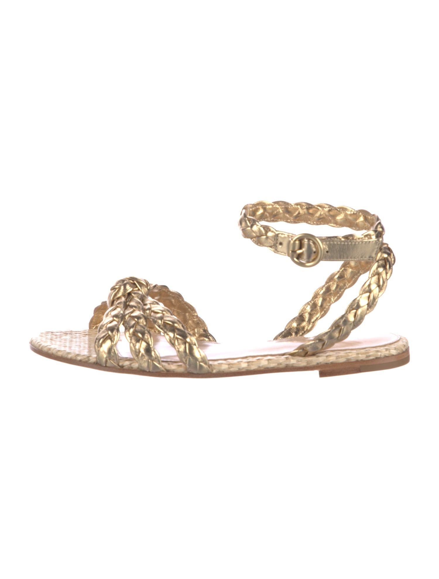 Gianvito Rossi Leather Braided Accents Espadrilles