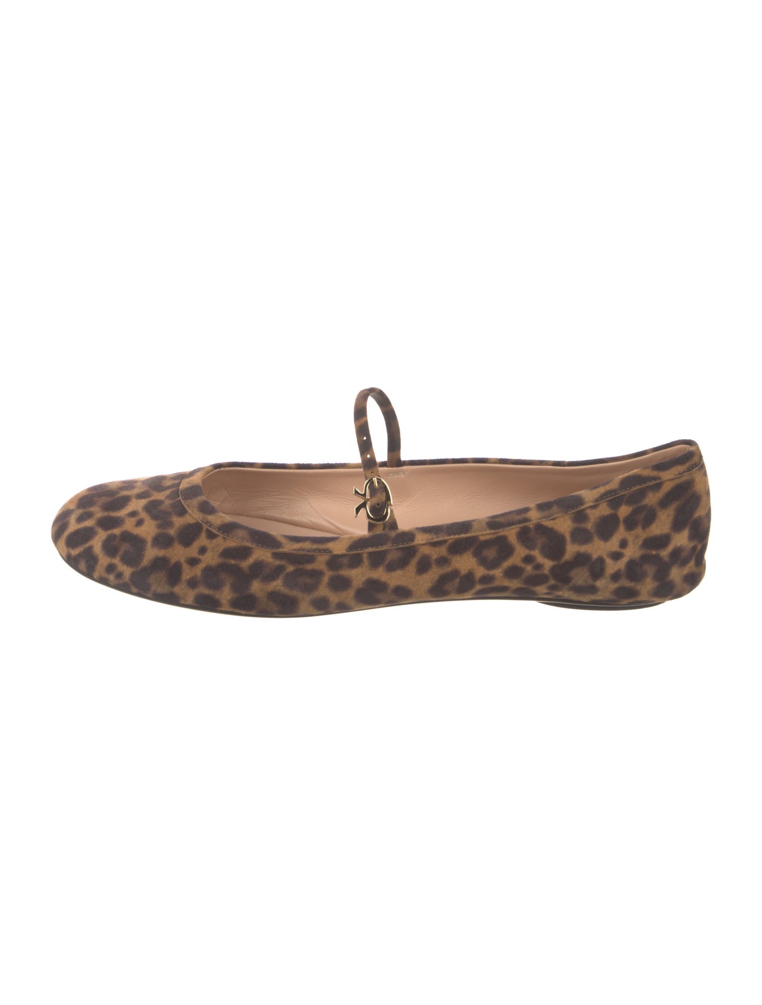 Gianvito Rossi Suede Animal Print Mary Jane Flats