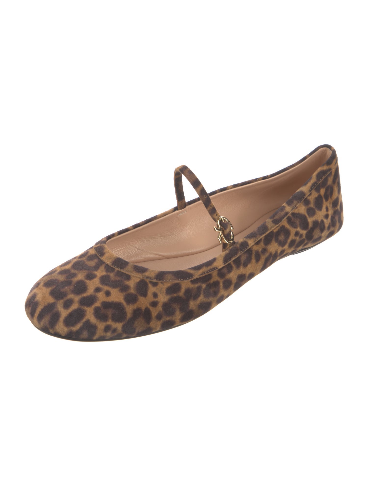 Gianvito Rossi Suede Animal Print Mary Jane Flats