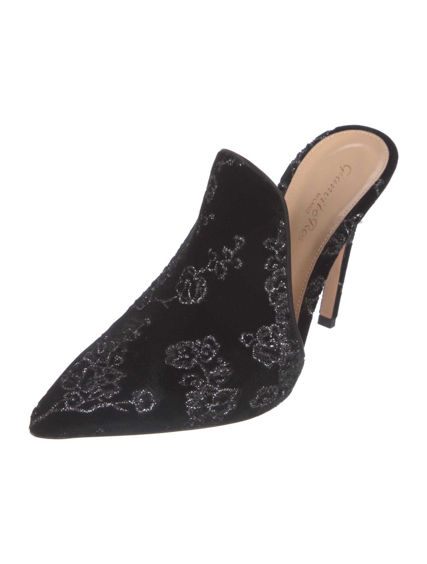 Gianvito Rossi Velvet Floral Print Mules