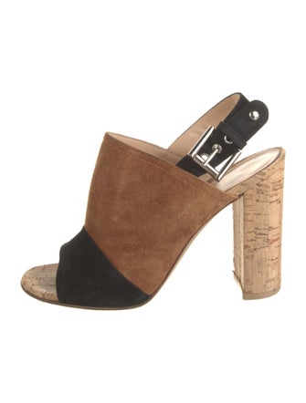 Gianvito Rossi Suede Colorblock Pattern Slingback Sandals