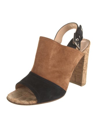 Gianvito Rossi Suede Colorblock Pattern Slingback Sandals