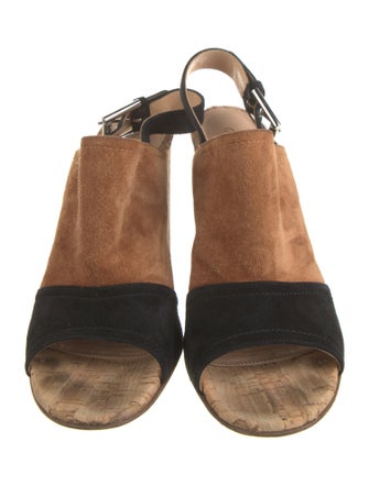 Gianvito Rossi Suede Colorblock Pattern Slingback Sandals