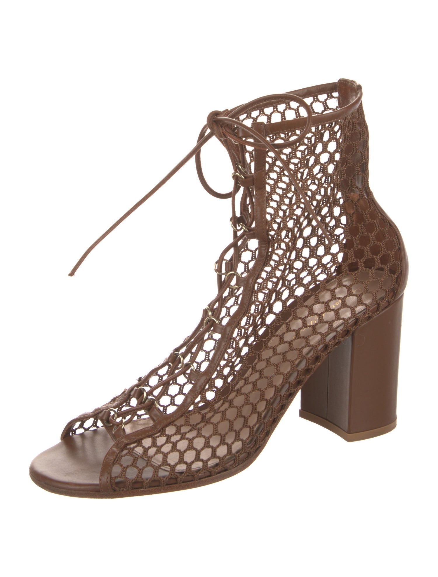 Gianvito Rossi Mesh Leather Trim Embellishment Sandals