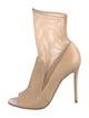 Gianvito Rossi Leather Mesh Accents Sock Boots