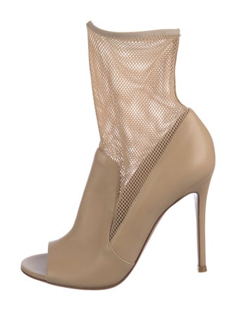 Gianvito Rossi Leather Mesh Accents Sock Boots