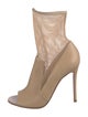 Gianvito Rossi Leather Mesh Accents Sock Boots