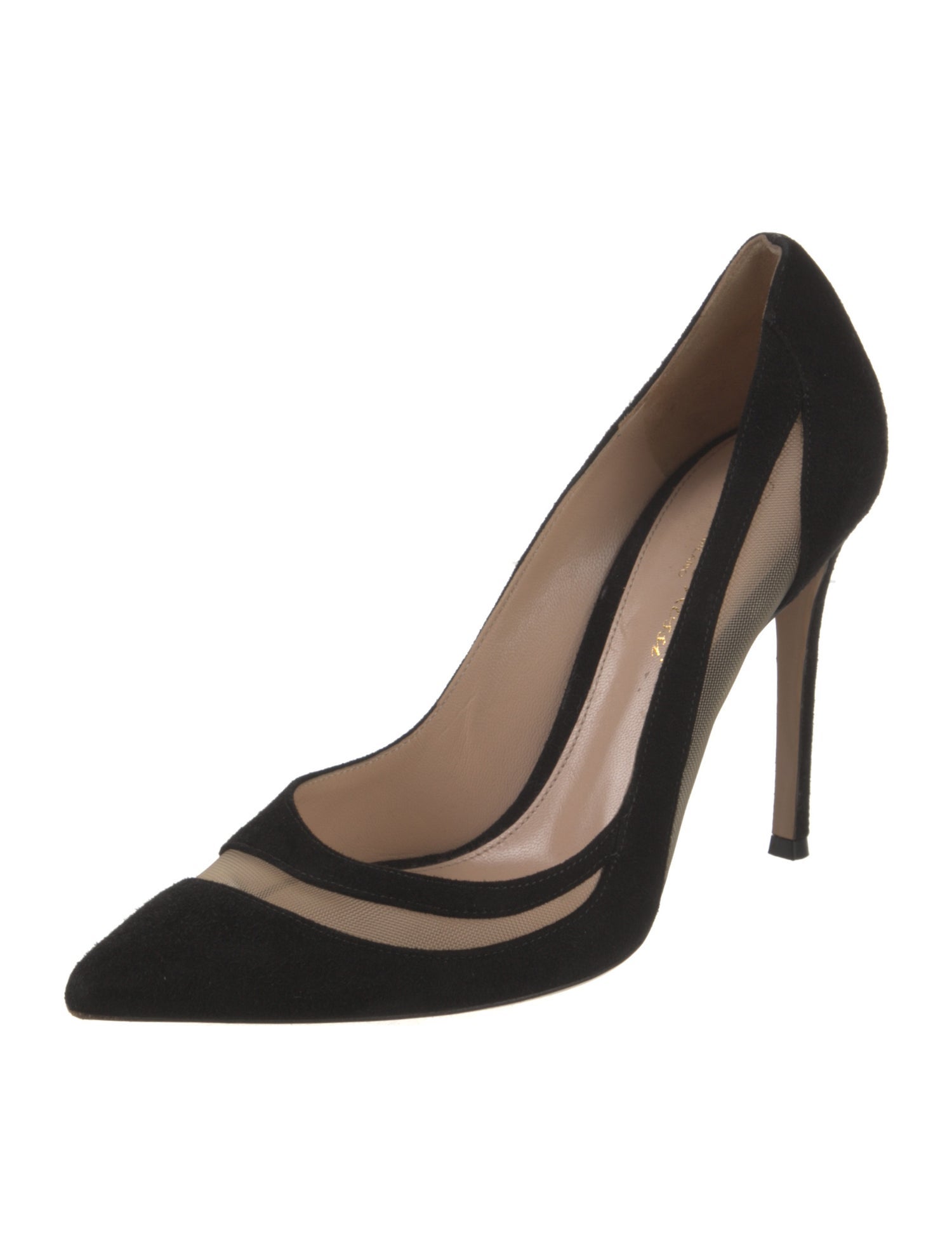 Gianvito Rossi Suede Mesh Accents Pumps