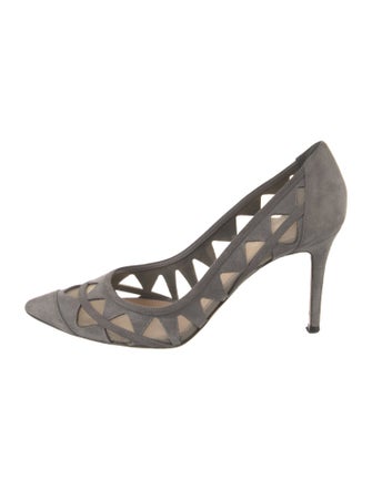 Gianvito Rossi Suede Lasercut Accents Pumps