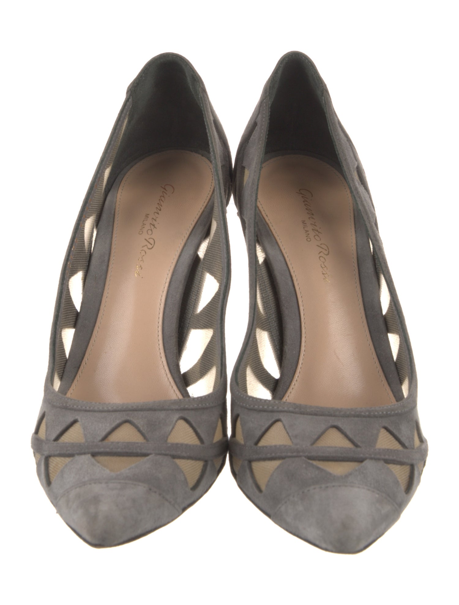 Gianvito Rossi Suede Lasercut Accents Pumps