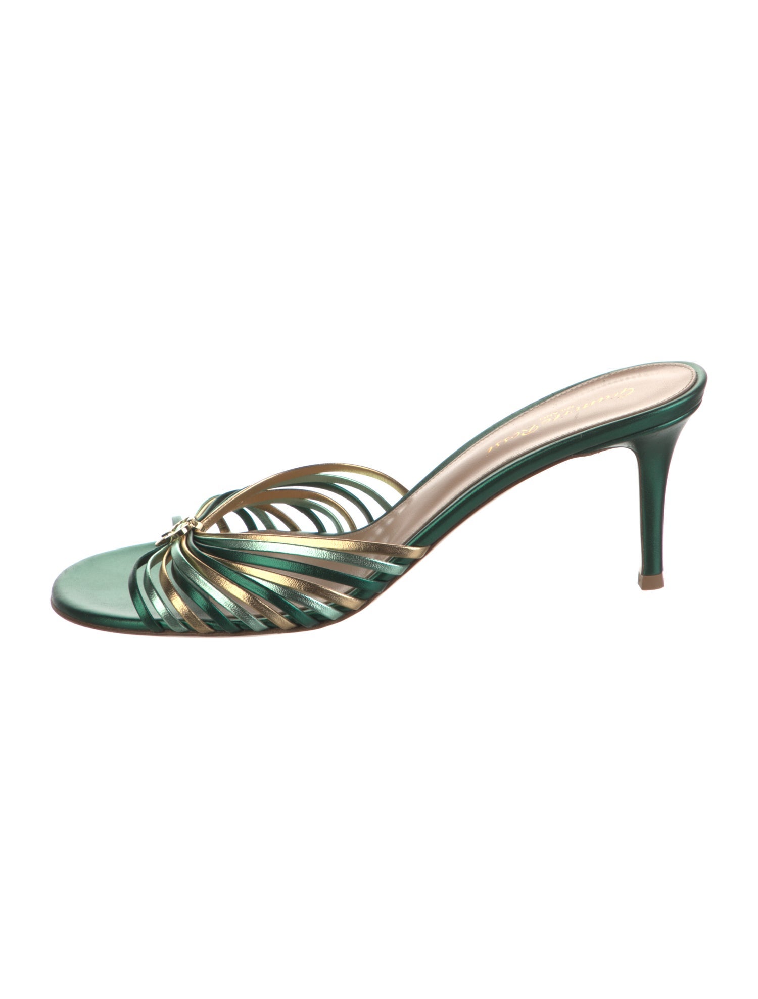 Gianvito Rossi Leather Striped Slides