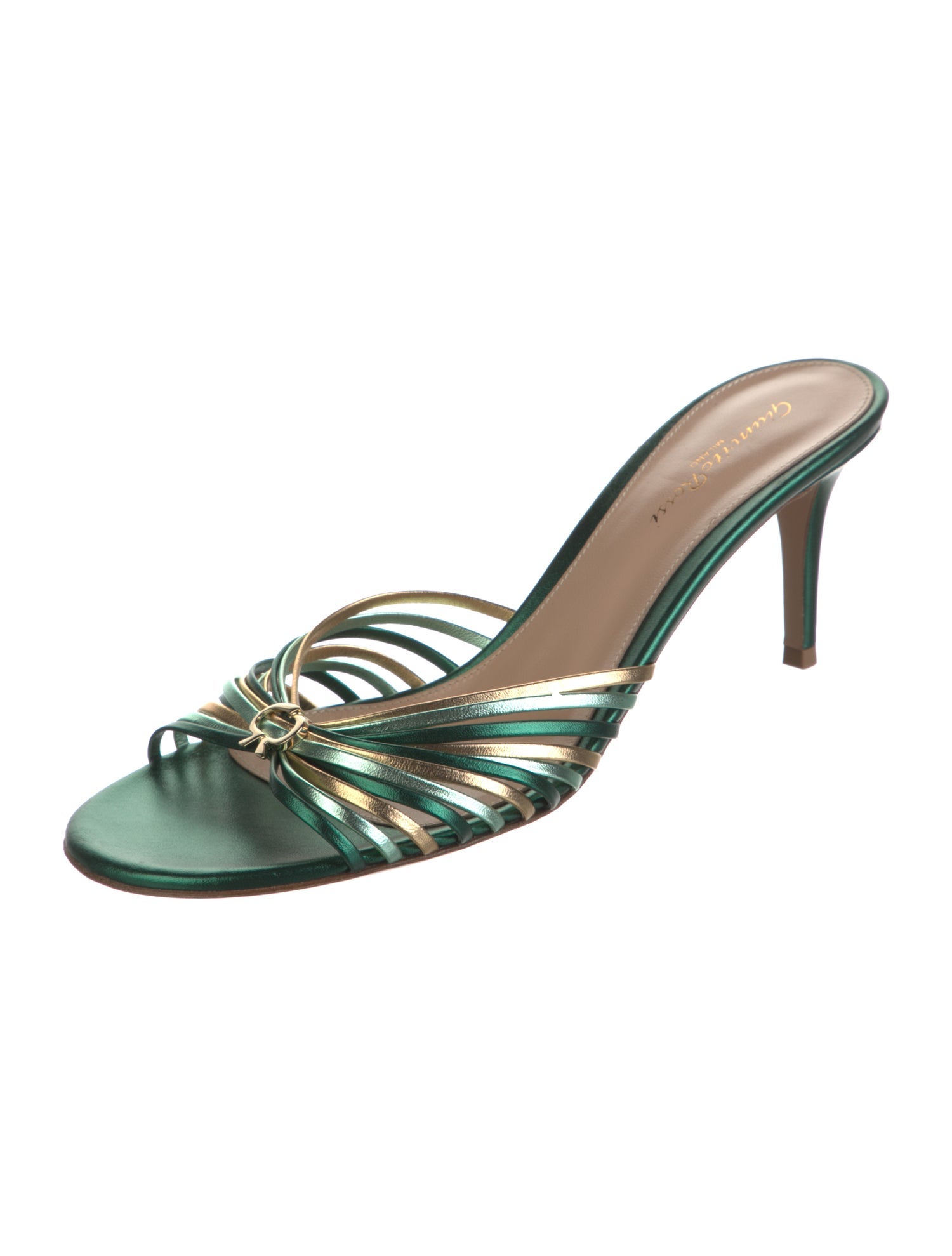 Gianvito Rossi Leather Striped Slides