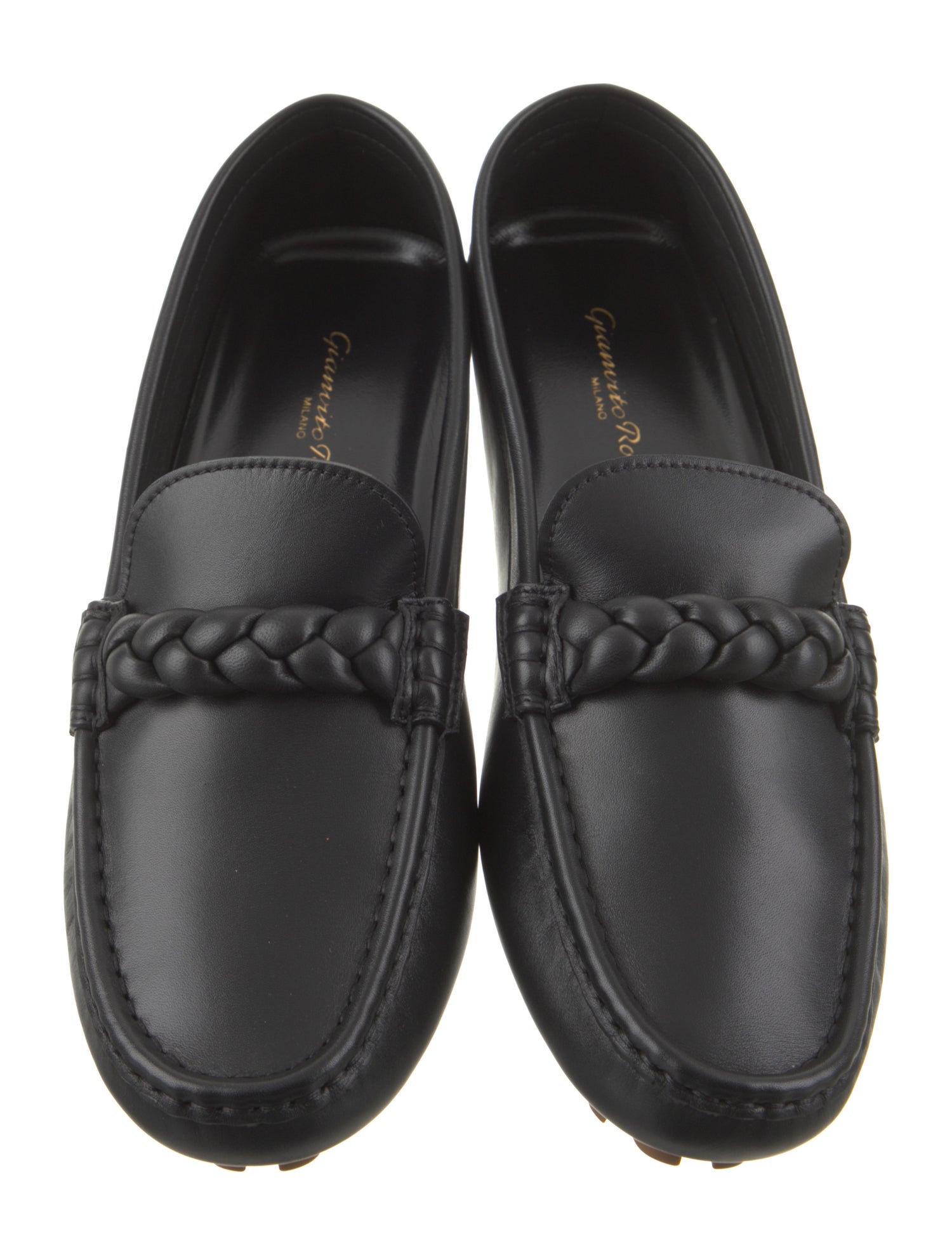 Gianvito Rossi Leather Braided Accents Drivers
