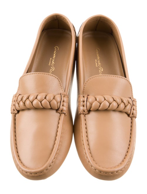 Gianvito Rossi Leather Braided Accents Loafers
