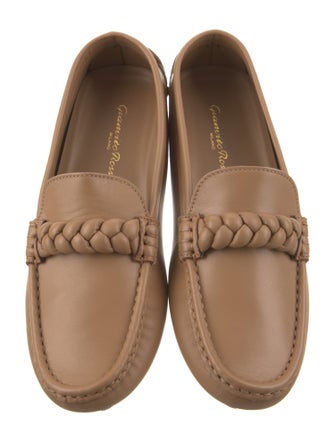 Gianvito Rossi Leather Braided Accents Loafers