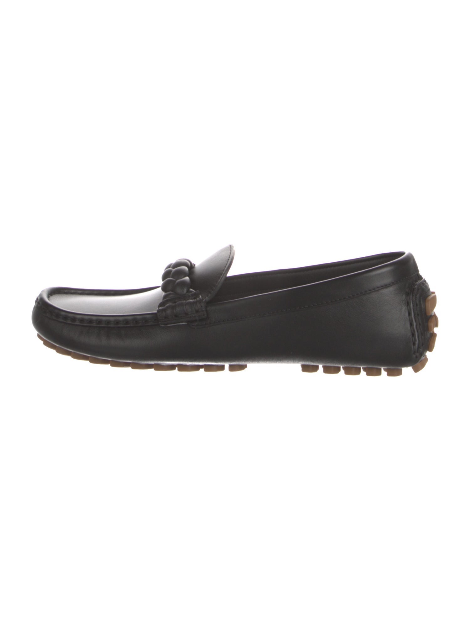 Gianvito Rossi Leather Braided Accents Loafers
