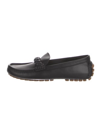 Gianvito Rossi Leather Braided Accents Loafers