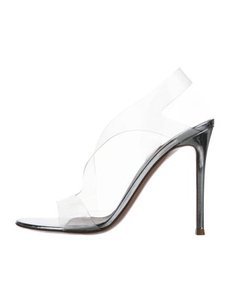 Gianvito Rossi PVC Leather Trim Embellishment Slingback Sandals