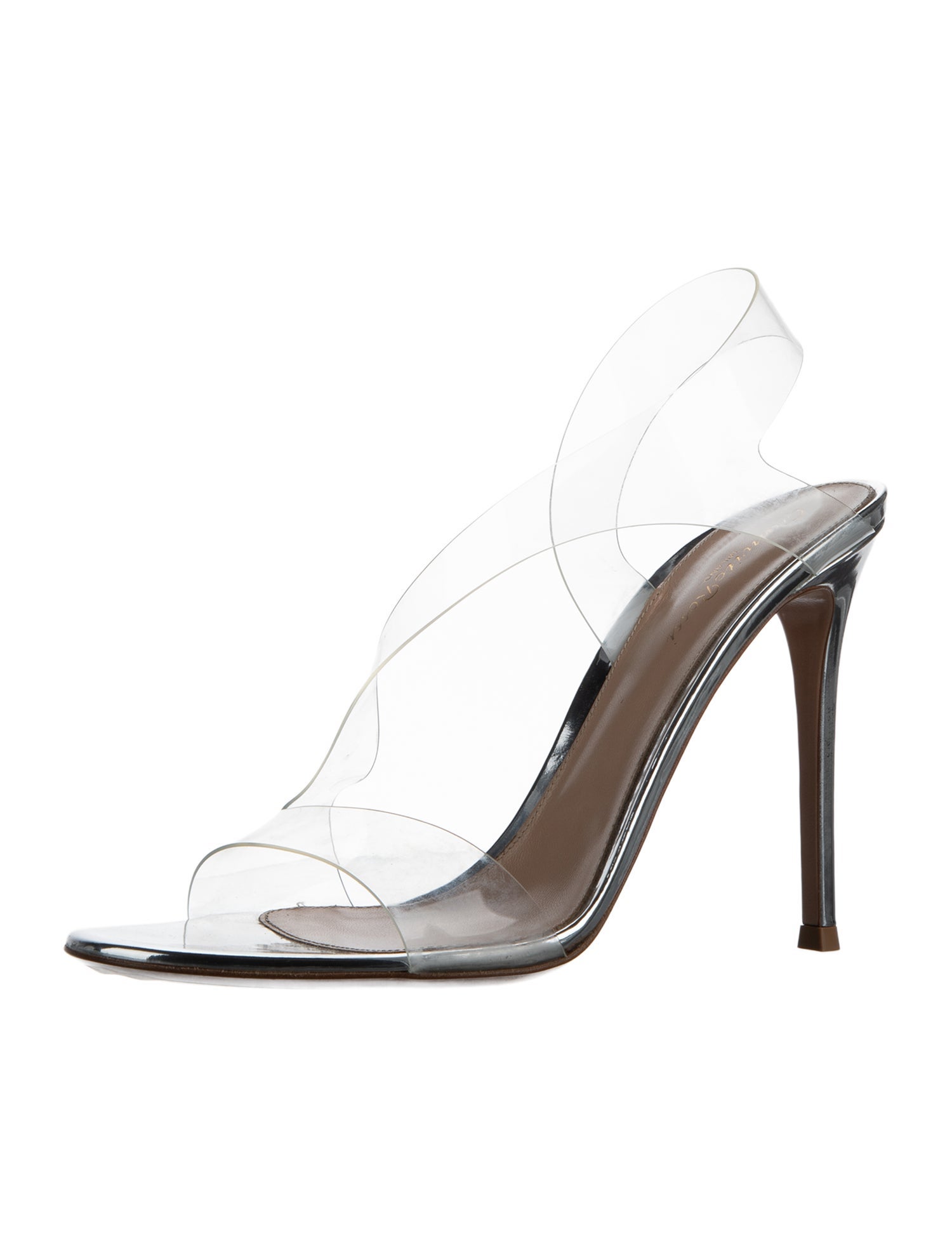 Gianvito Rossi PVC Leather Trim Embellishment Slingback Sandals