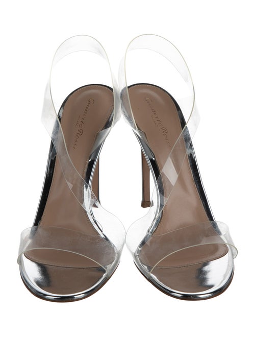 Gianvito Rossi PVC Leather Trim Embellishment Slingback Sandals