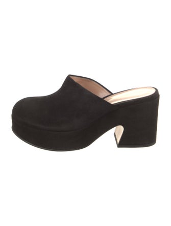 Gianvito Rossi Suede Leather Trim Embellishment Mules