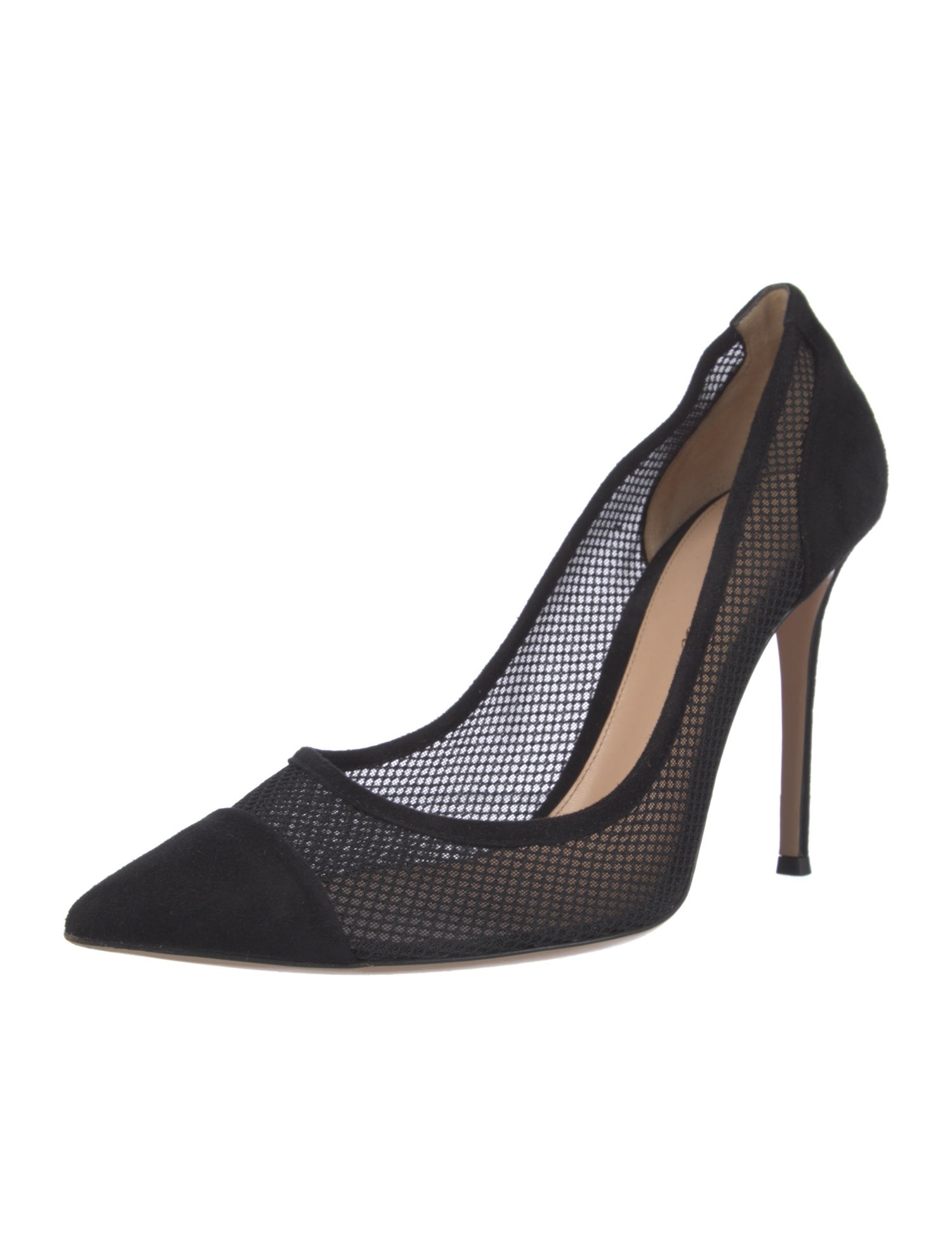 Gianvito Rossi Suede Mesh Accents Pumps