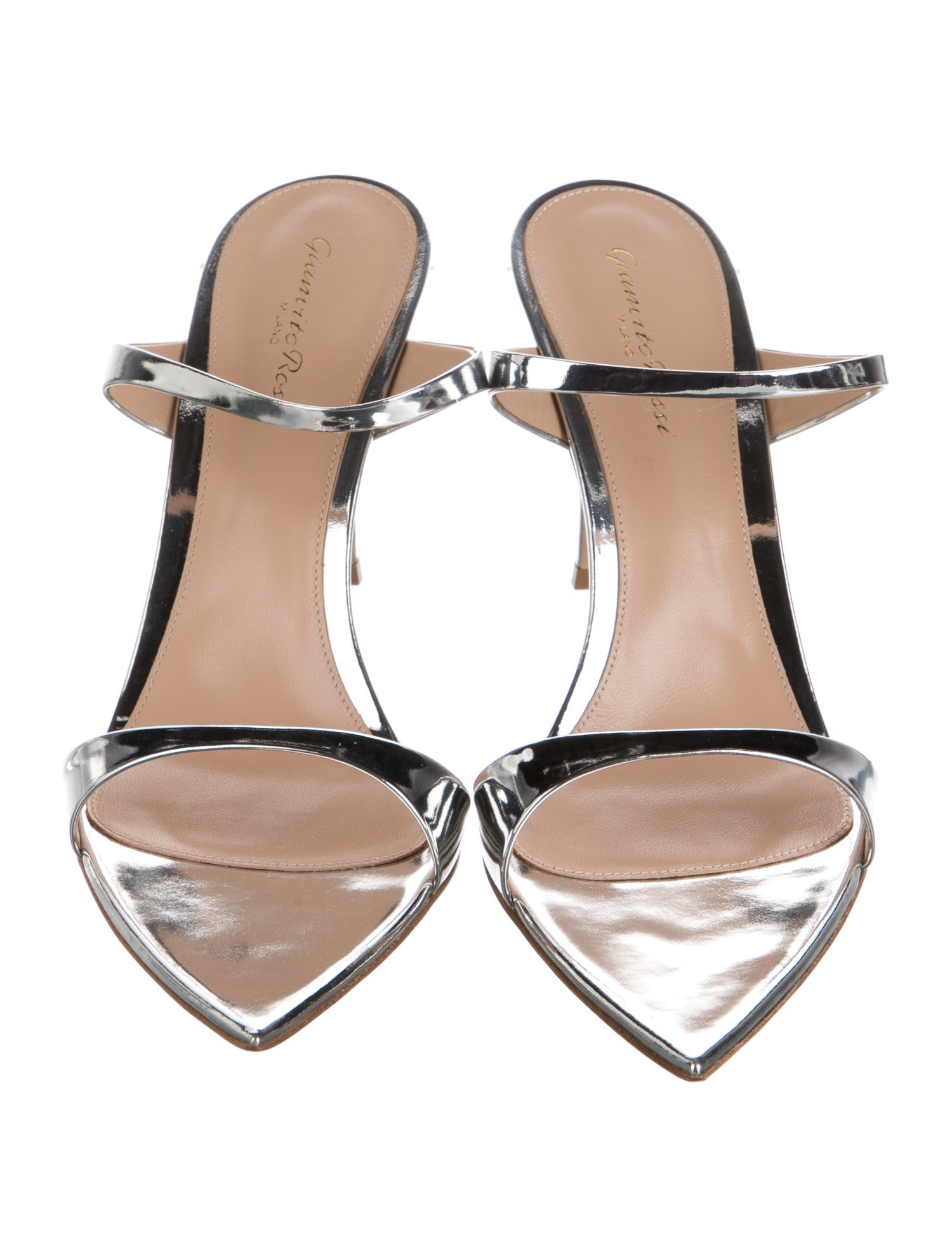 Gianvito Rossi Patent Leather Leather Trim Embellishment Slides