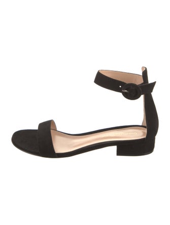 Gianvito Rossi Suede Leather Trim Embellishment Sandals