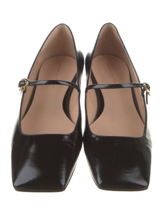 Gianvito Rossi Patent Leather Leather Trim Embellishment Mary Jane Flats
